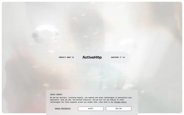 Главный экран сайта Active Hop
